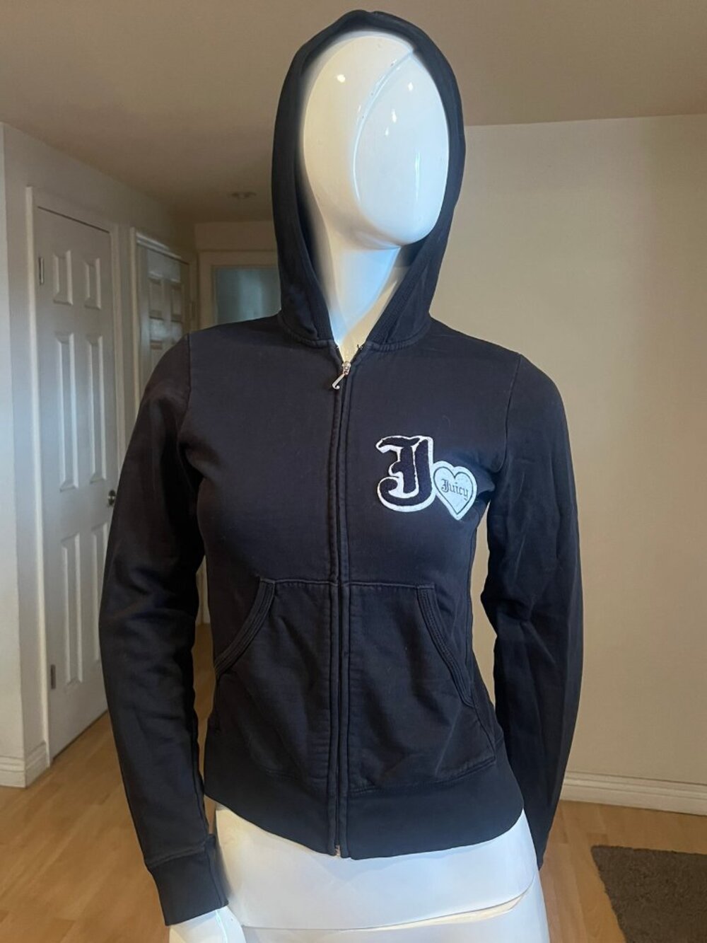 Y2K JUICY COUTURE J COTTON HOODIE JACKET SZ M MEDIUM